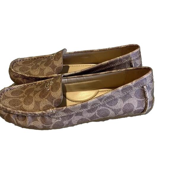Coach Marley Coated Canvas Tan Driving Loafers Shoes Womens US 8.5 NWOB - Picture 1 of 10